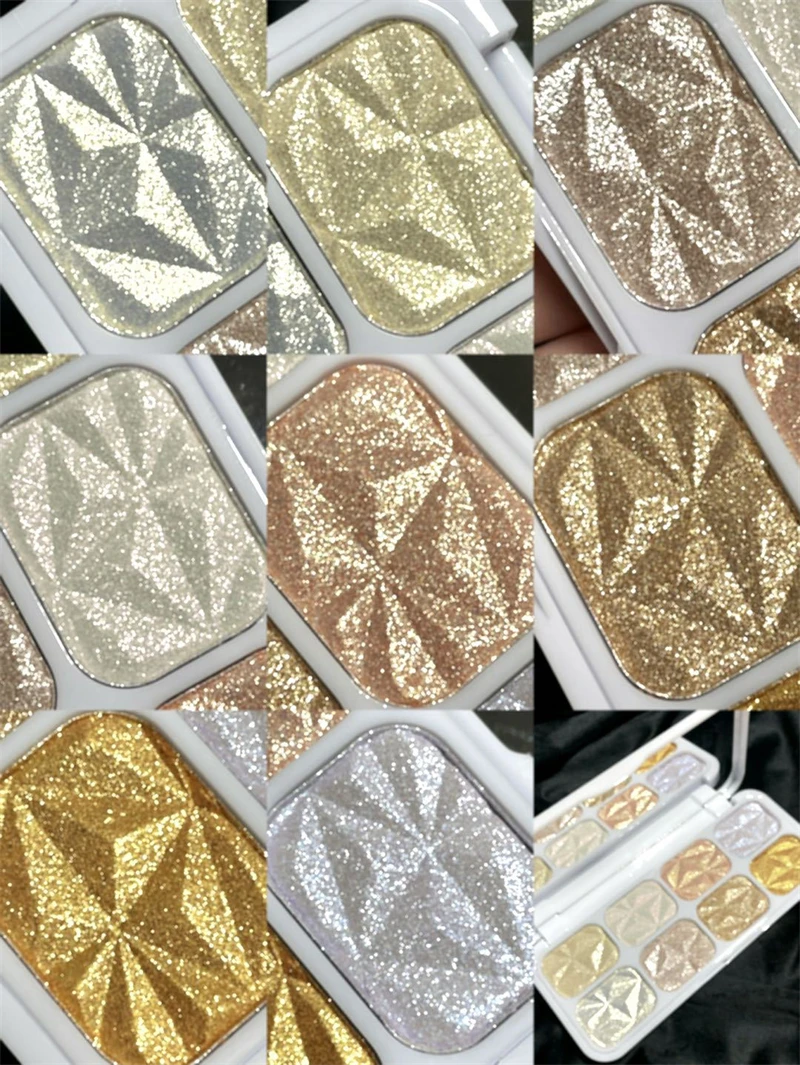 Description Picture 4 of item8 Colors Glitter Highlighter Face Contour Blush Palette Makeup Body Shimmer Powder Illuminator Brighten Highlight Cosmetics