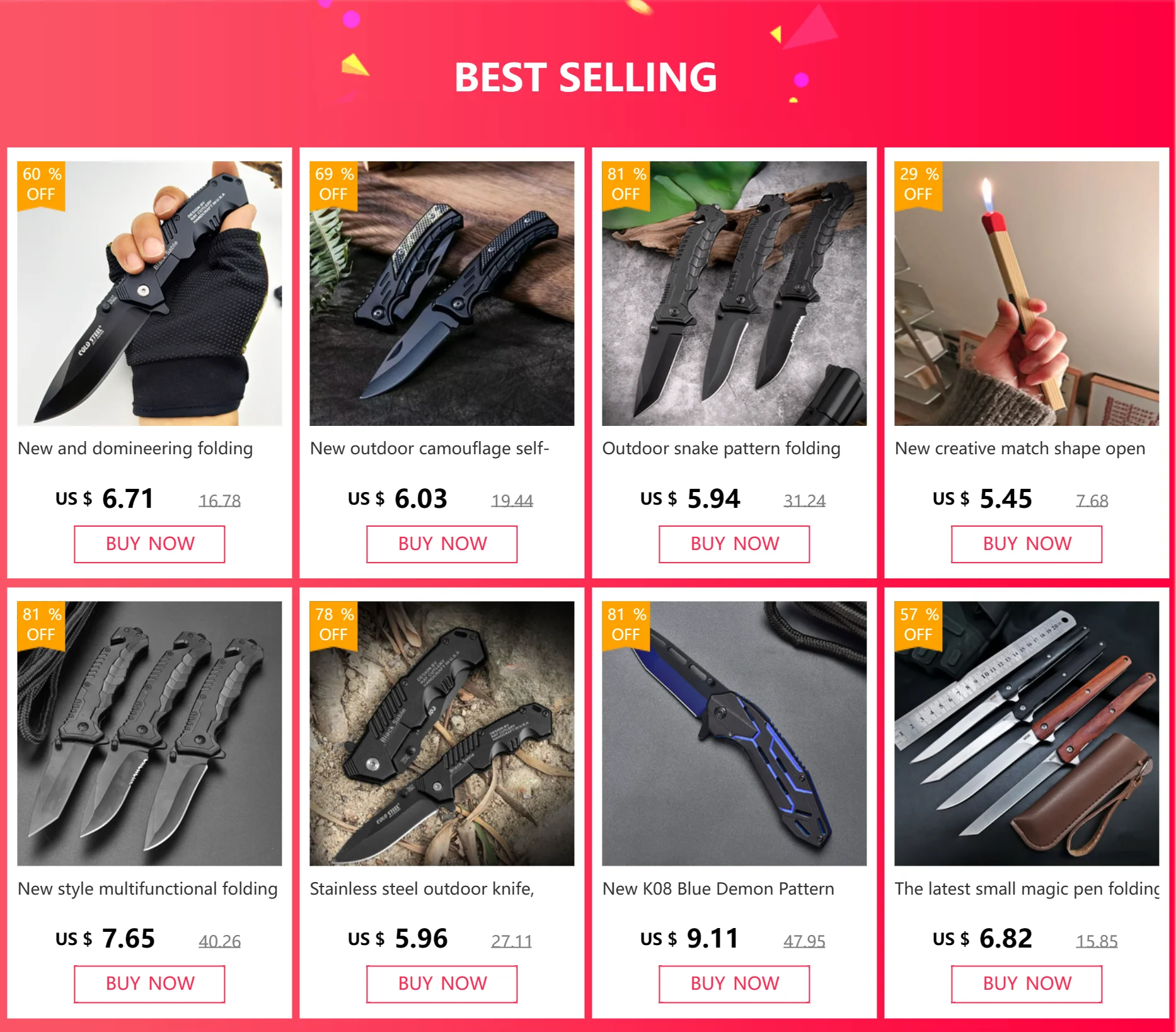 Description Picture 2 of itemNew outdoor camouflage self-defense folding knife, multifunctional camping adventure knife, high hardness stainless steel