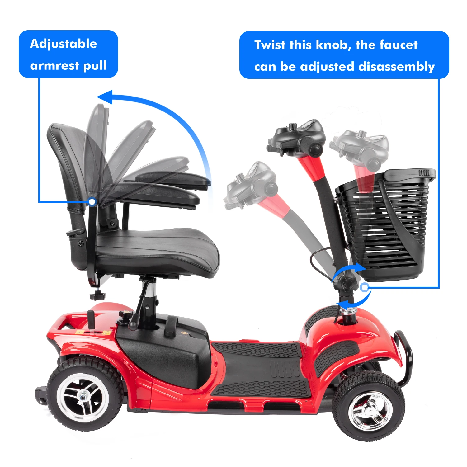 Description Picture 4 of item4 Wheel Folding Mobility Scooters for Seniors Adults Electric Powered Wheelchair Device Elderly Compact Scooter Travel Scooters