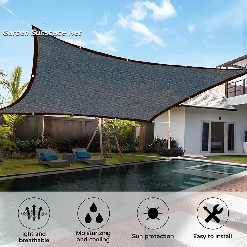 Description Picture 5 of item12-pin Black Sunshade Net Anti-UV Awning Greenhouse Sun Protection Net Outdoor Garden Balcony Swimming Pool Cover Shades 85%
