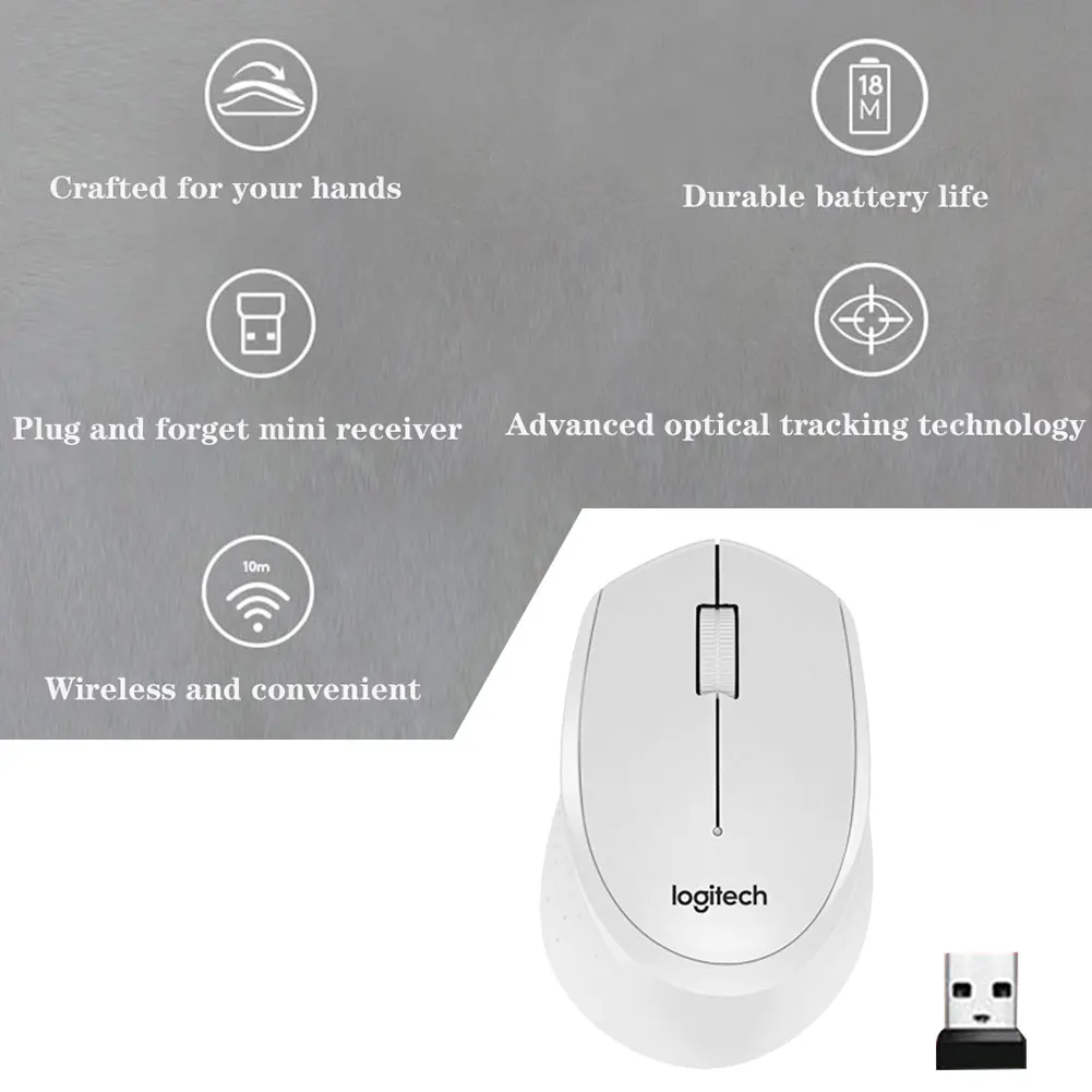 Description Picture 5 of itemLogitech M330 Wireless Mouse 3Buttons 2.4GHz USB Wireless Mouse 1000DPI Optical Mouse Adjustable for Office Desktop Laptop Mouse