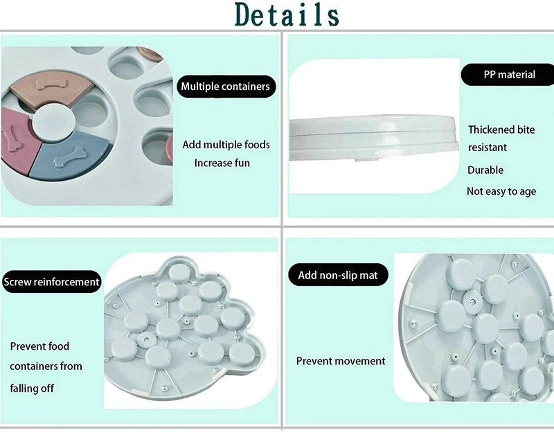 Description Picture 5 of itemDog Puzzle Toys Interactive Games Increse IQ Training & Enrichment Puppy Mental & Relieve Anxiety Pet Slow Feed Dispenser Bowl