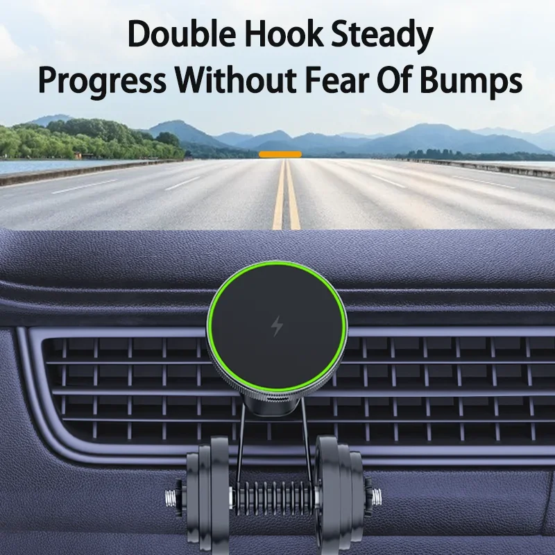 2 IN 1 Magnetic Wireless Car Charger For iPhone 15 14 13 Pro Max Apple Watch Macsafe Mobile Phone Holder Car Mount Fast Charging