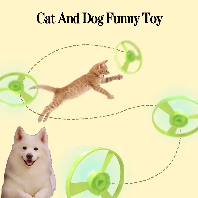 Description Picture 3 of itemNew Funny Cat Toy Interactive Play Pet Training Toy Mini Flying Disc Windmill Catapult Pet Toys Cat Dog Chewing Playing Supplies