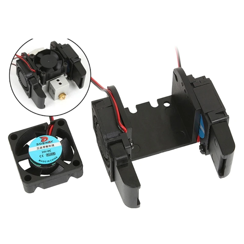 Description Picture 2 of item3D Printer Accessories 2 In 1 Out Nozzle Extruder Hotend Fan Bracket Computer Fan Fixed Bracket 1M Cable Diy  12V 24V