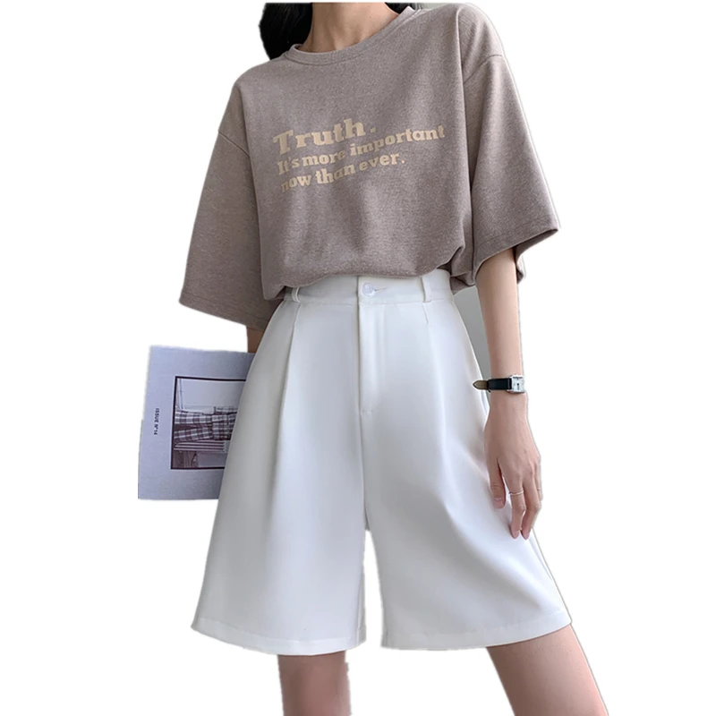 High Waist Knee Length Suit Pants Women 2023 Summer Streetwear Casual Drapey Shorts