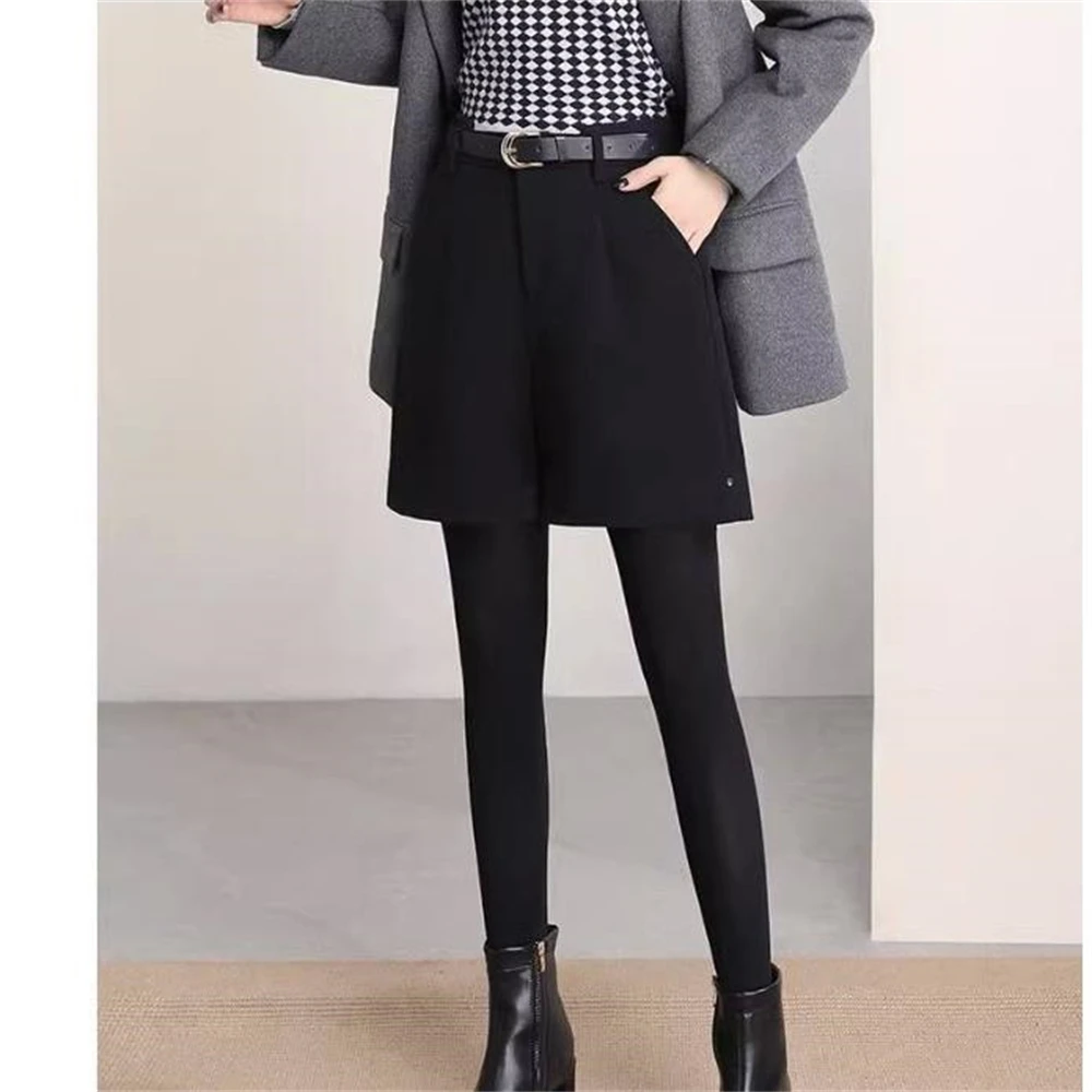 Description Picture 5 of itemShorts Women Autumn Woolen High Waist Warm Loose Casual Basic M-4XL Office Lady Elegant All-match Minimalist Hot Sale Vintage