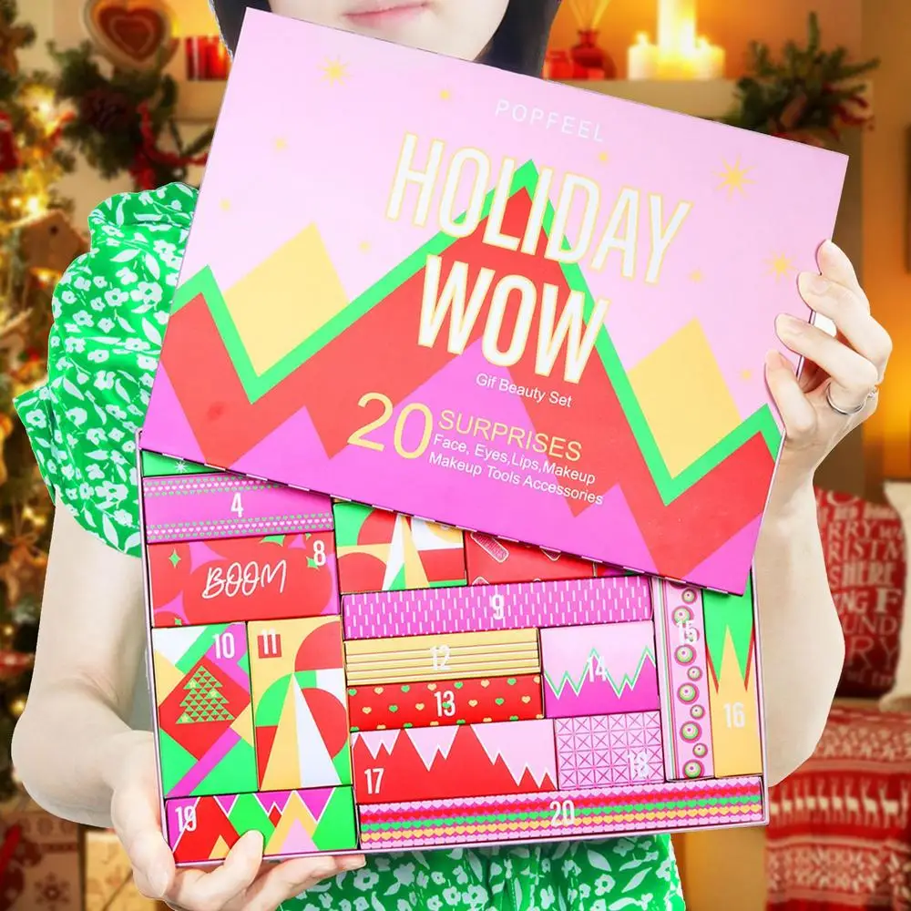 Description Picture 4 of item2022 Christmas Gift Boxes Advent Calendar Makeup Tools Gift Box Lipstick Eye Shadow Cosmetics Set Party Favors For Women Girls