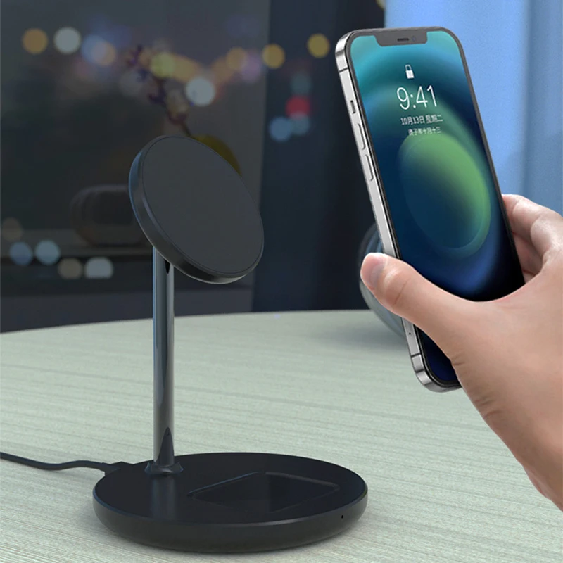 Strong Magnetic Phone Holder Charging For iPhone 15/14 Plus/13/12 15W Magcafe Wireless Charger 2 in 1 Station for Airpods Pro 2