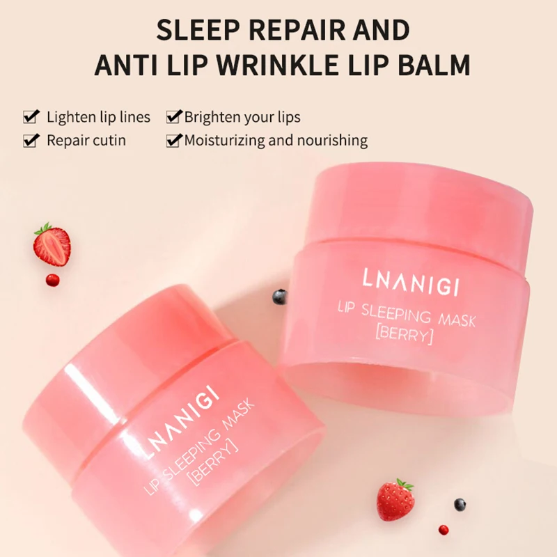 1PC Korea Lip Balm Lip Sleep Mask Fruit Natural Extract Hydrating Moisturizing Lip Mask Deeply Care Lip Repairing Care Lip Balm