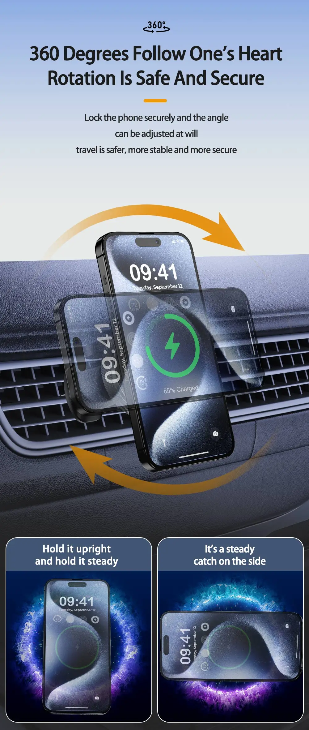 2 IN 1 Magnetic Wireless Car Charger For iPhone 15 14 13 Pro Max Apple Watch Macsafe Mobile Phone Holder Car Mount Fast Charging