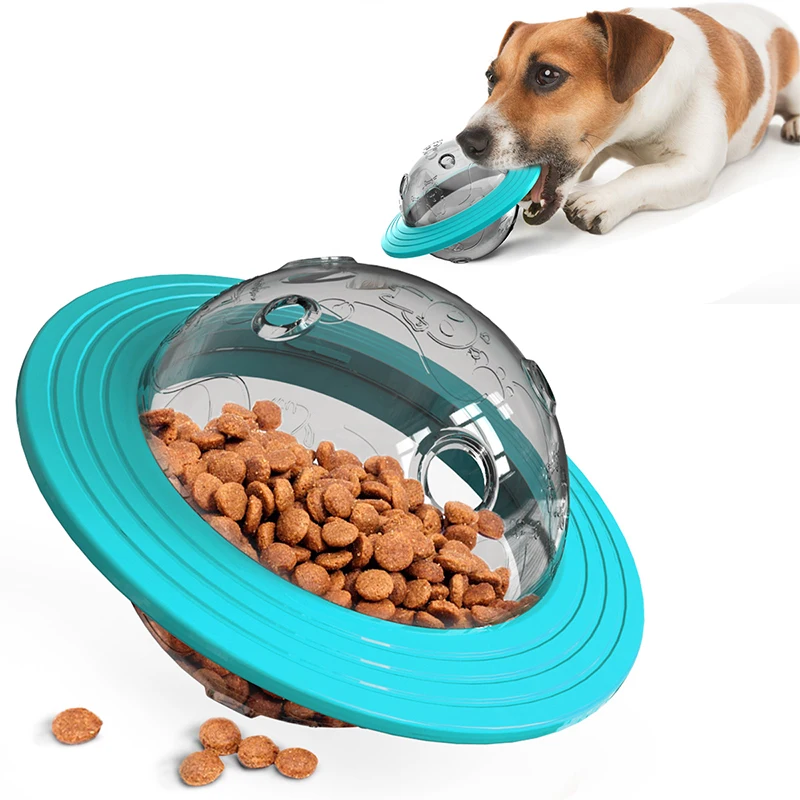 Flying Saucer Dog Game Flying Discs Toys Cat Chew Leaking Slow Food Feeder Ball Puppy IQ Training Toy Anti Choke Puzzle Dogs