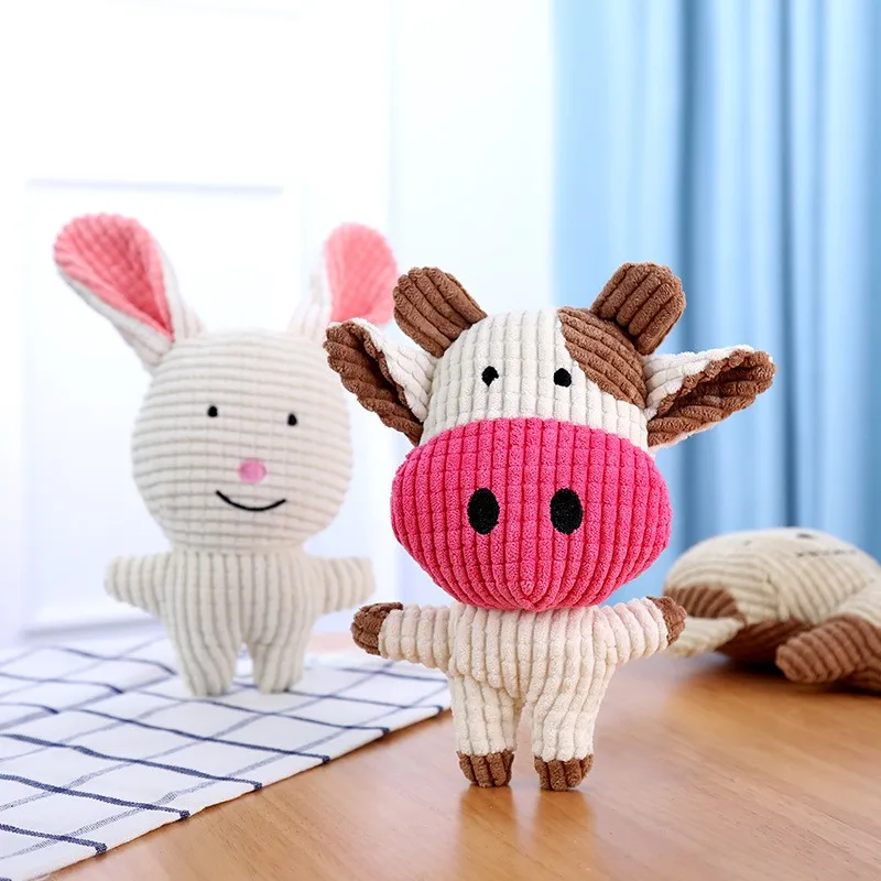 Description Picture 2 of itemCute Plush Toys Squeak Pet Cow Rabbit Animal Plush Toy Dog Chew Squeaky Whistling Involved Squirrel Dog Toys