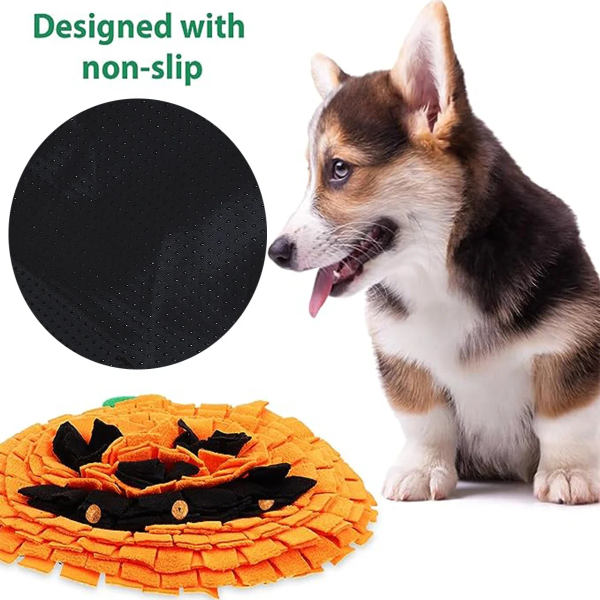 Description Picture 4 of itemPumpkin Dog Snuffle Blanket Pet Interactive Mat Nosework Feeding Mat Treat Dispenser Natural Foraging Toys for Small Large