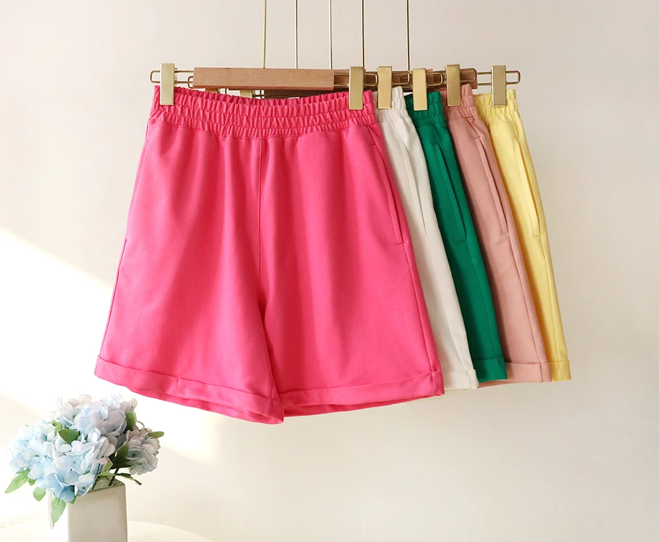 Description Picture 4 of itemGreen Suit Shorts with T-shirt for Women and Top Loose Oversize 100% Cotton Summer Two Piece Set Women Classic Tracksuit Casual