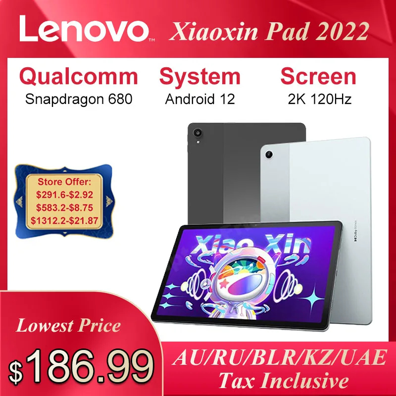 Iconic Brand Xiaoxin Pad 2022 Tablet Wifi Global Rom Tablets  10.6'' LCD 6GB+128GB LCD 120Hz Display 13MP Camera Andriod Tablet PC