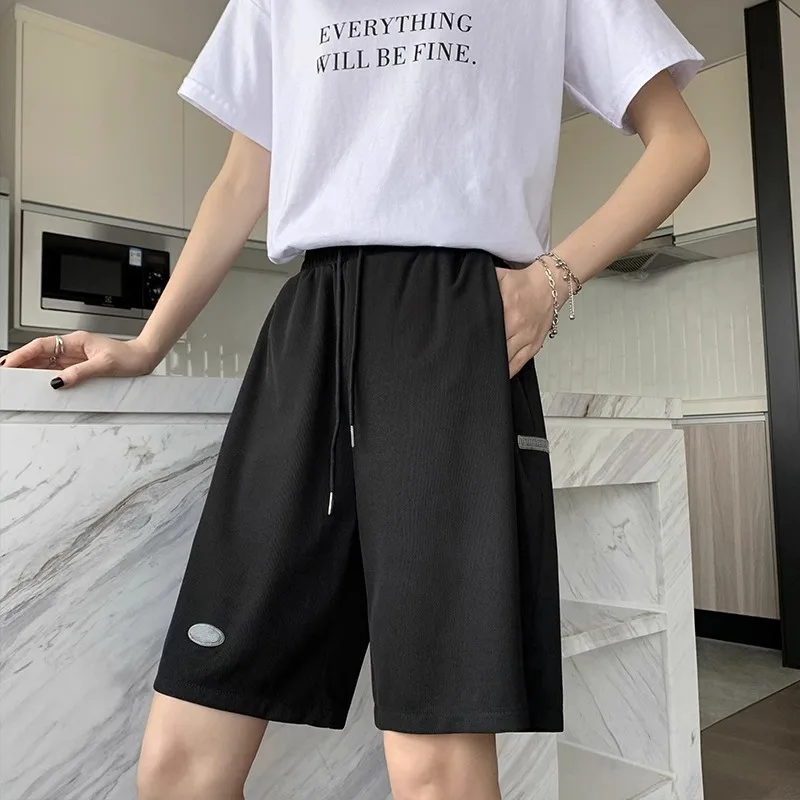 SAYTHEN Women's Summer Thin Loose High Waist Ice Silk Sports Shorts 2023 New Straight Slender Casual Wide Leg Capris Pants