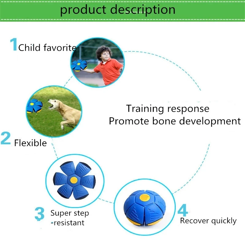 Description Picture 4 of itemDog Flying Disk Toy Saucer Ball Anti-Chew Dog Interactive Training Dog Training Equipment Dog's Play Flying DISC Pet Supplies