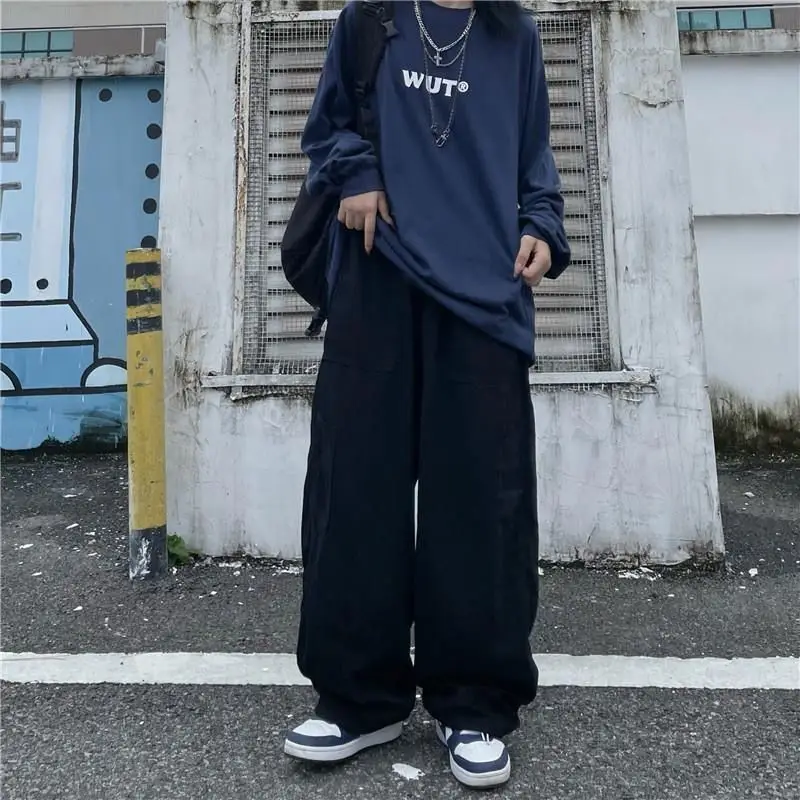 Description Picture 4 of itemWomen Vintage Cargo Pants Y2K Streetwear Loose Joggers Trousers Hip-Hop Wide Leg Pants Female Casual Drawstring Baggy Pants 2023