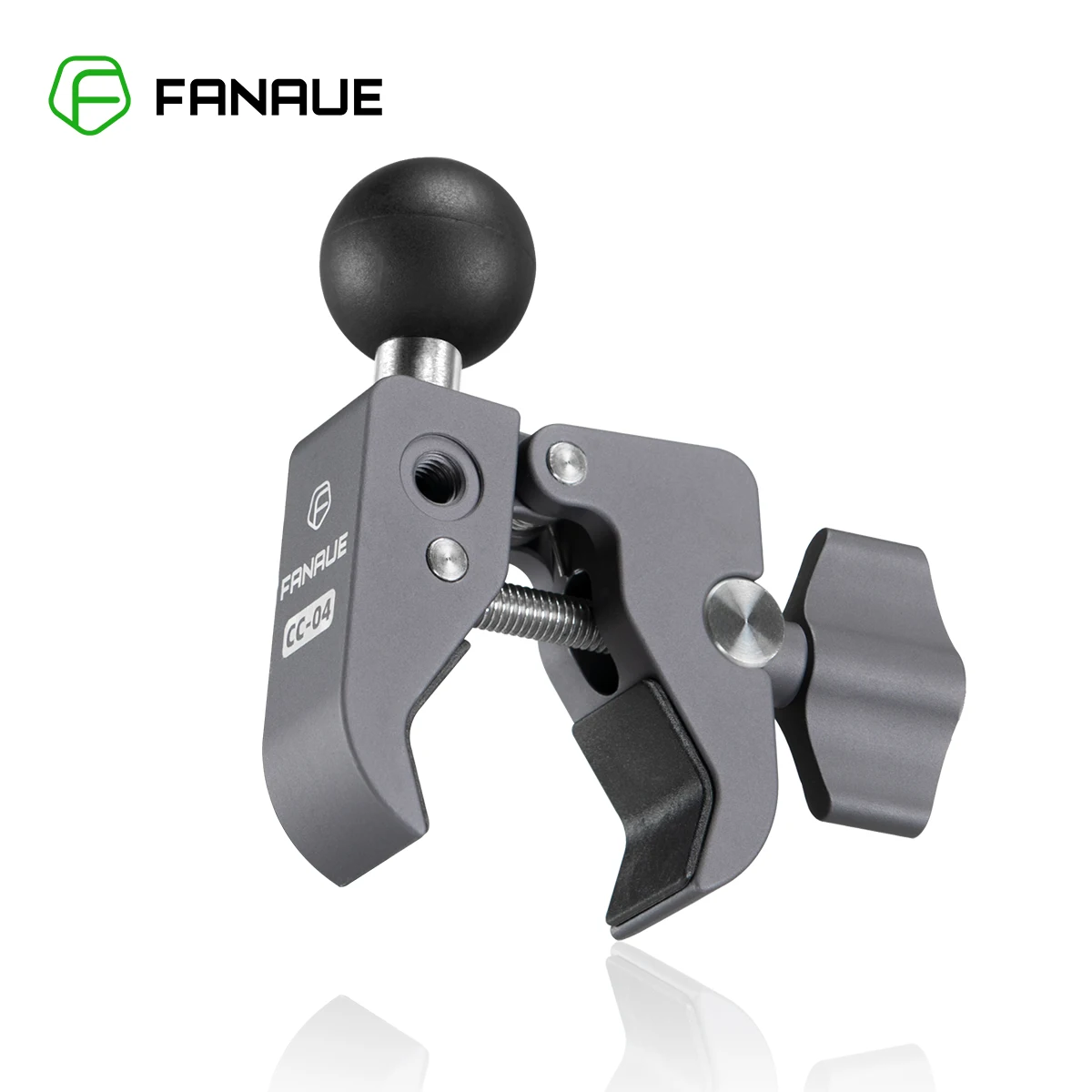 FANAUE Aluminum 1'' Ball Handlebar Clamp Mount Base 25.4/17mm Ball Compatible RAM Double Socket Arm for Bike Motorcycle Holder