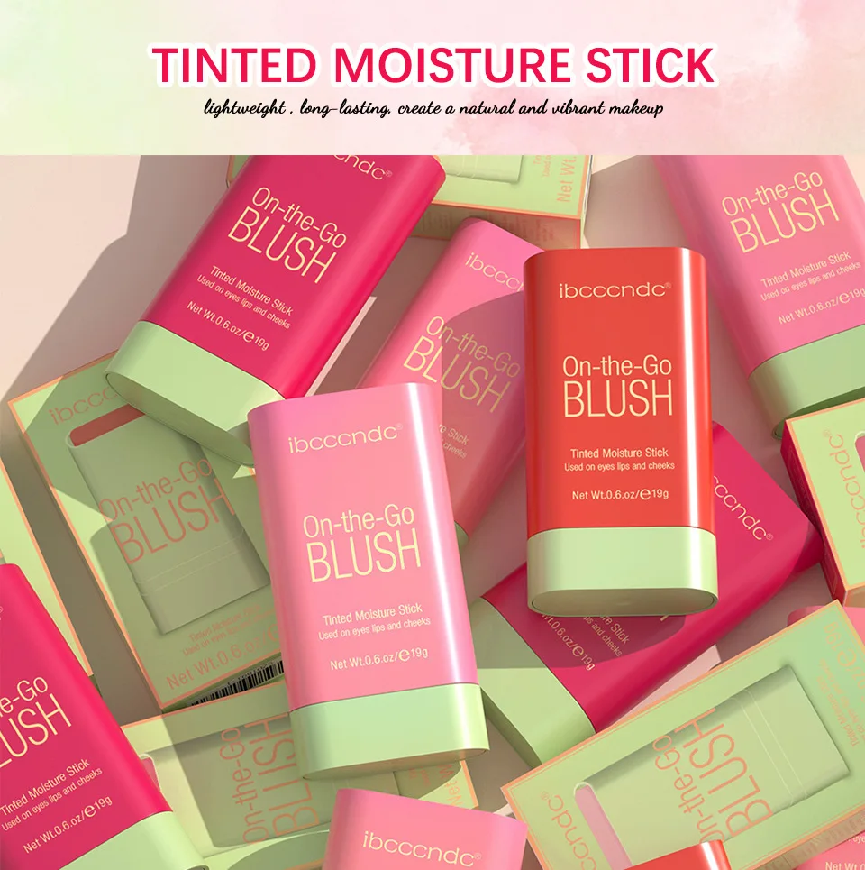 Description Picture 2 of itemWaterproof Facial Blush Stick Natural Cheek Rouge 3 Colors Silky Smooth Cheek Tint Cream Blusher Blush Stick Face Makeup Blusher