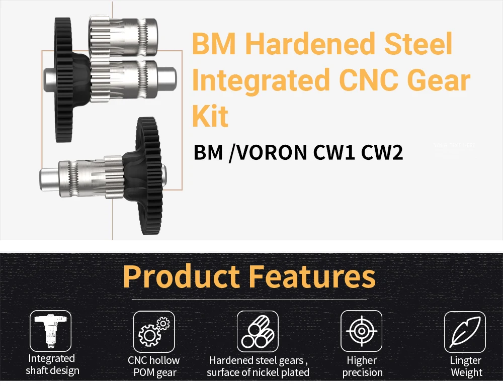 Description Picture 2 of itemFYSETC CNC Pom Hardened steel Higher precision one-piece gear kit for VORON 0.2 2.4 Trident CW1 CW2