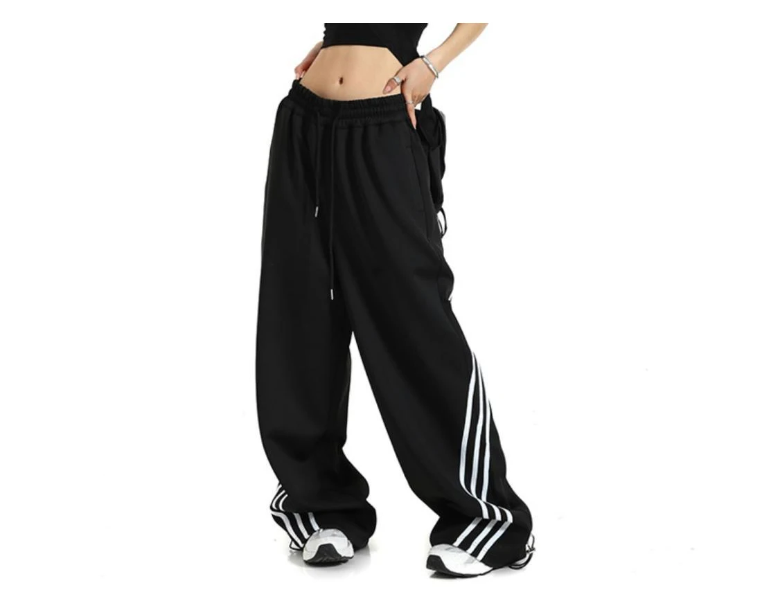 Description Picture 6 of itemDeeptown Oversized Harajuku Sweatpants Women Black Striped Korean Streetwear Vintage Wide Leg Jogger Pants Kpop Hippie Trousers