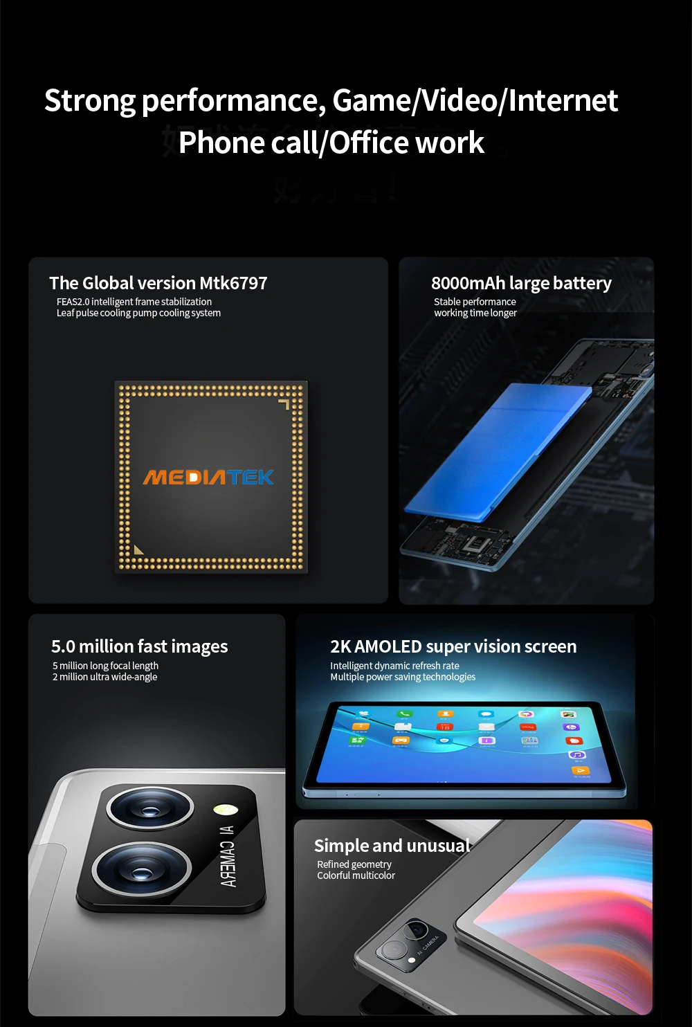 Description Picture 4 of itemNew P60 Pad 10.1 Inch Android 12 Tablet Ten Core 8GB RAM 256GB ROM 4G Network AI Speed-up Tablets PC Google Dual Wifi 8000mAh