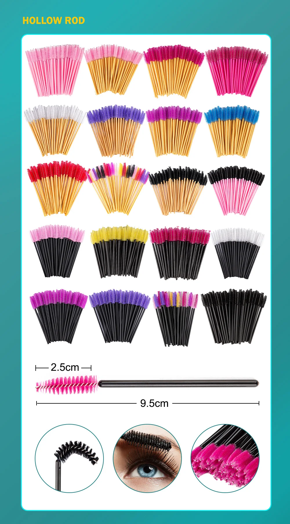 Description Picture 6 of item50Pcs Reusable Eyelash Brushes Eyelashes Extension Tools Eyebrow Brush Mascara Wands Applicator Spoolers Eye Lash Cosmetic