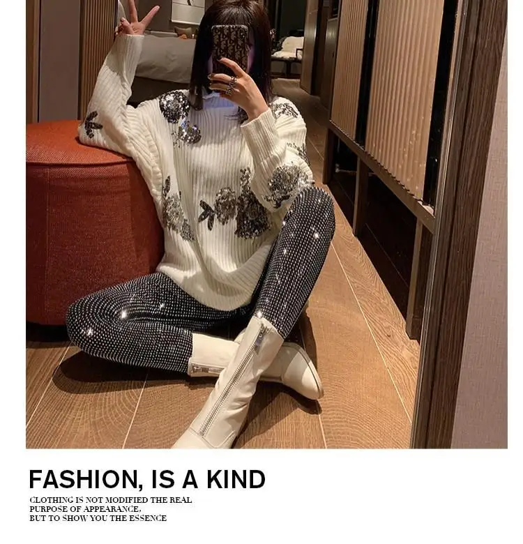 Description Picture 6 of itemHigh Stretch Fashion Women's Trousers 2021 Autumn New Hot Drill Trousers Fashion Pants Harajuku Sports Pants Ladies Streetwear
