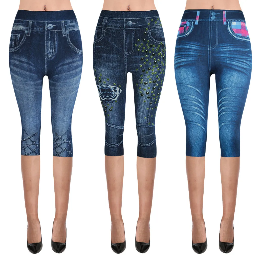 Description Picture 2 of itemJean-like Woman Casual Sexy Butterfly Printed Shorts Women Skinny Denim Shorts Streetwear Summer High-waist Elastic Shorts