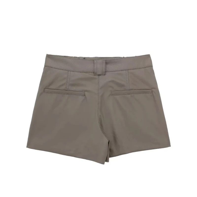 Description Picture 3 of itemAutumn New Women Faux Leather Casual Shorts Skirts Female High Waist Patch Pocket Loose Street Clothing LUJIA ALAN P5251