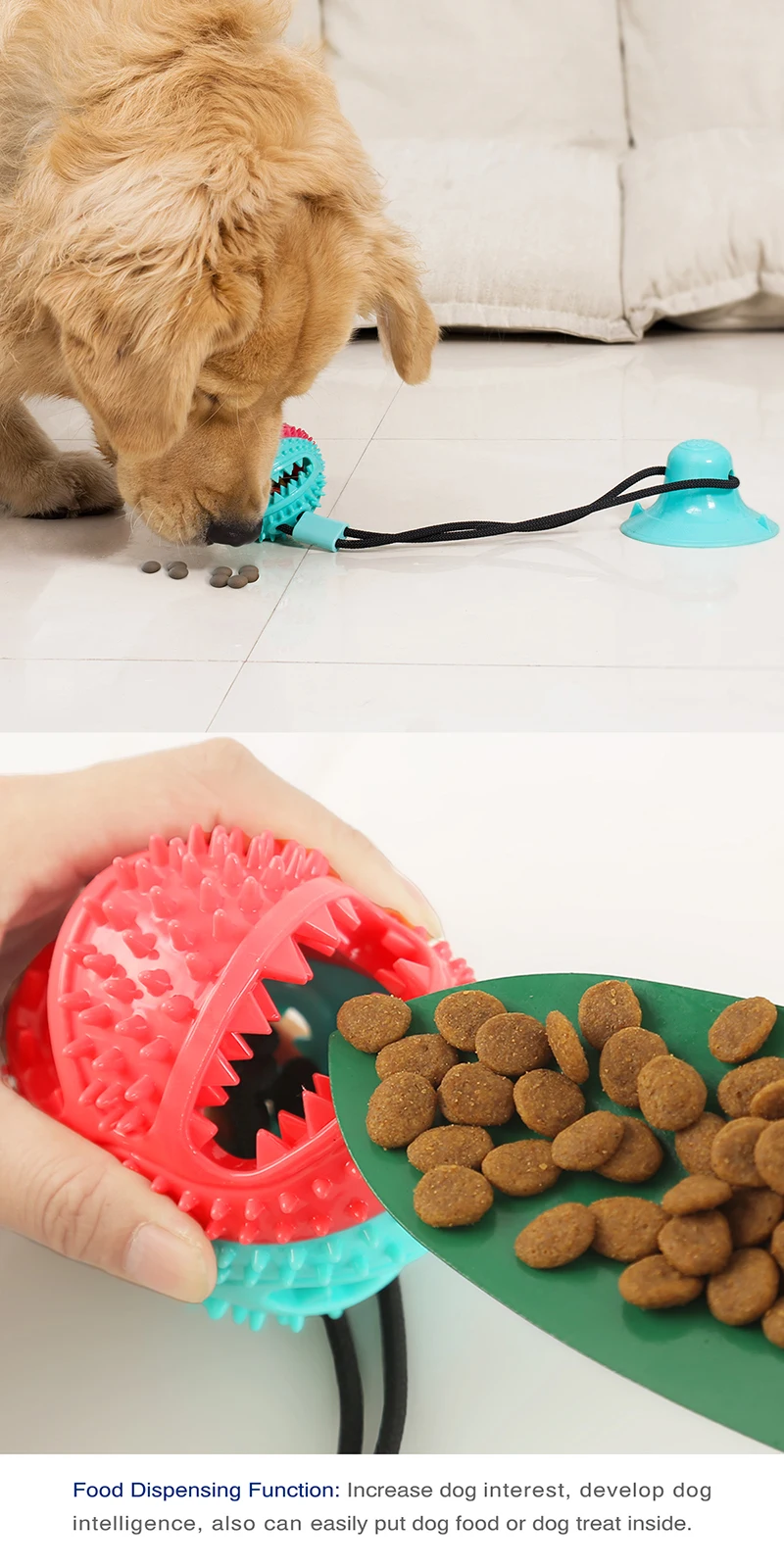 Dog Toys Silicon Suction Cup Tug Interactive Dog Ball Toys Slow Feeder Pet Chew Bite Tooth Cleaning Toothbrush Pet Food Toys