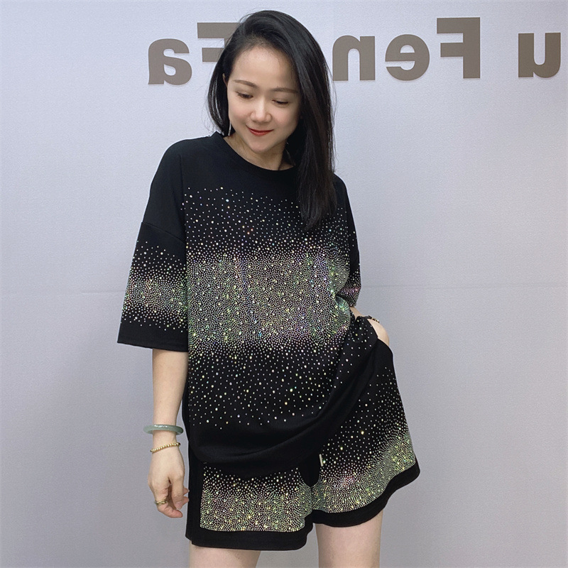 Description Picture 4 of itemED iqyipai Women Set Two Pieces Shimmer Short Set Women Summer Thin Suit Casual Sports Kit de gran tamaño Casual Sequinis Suit