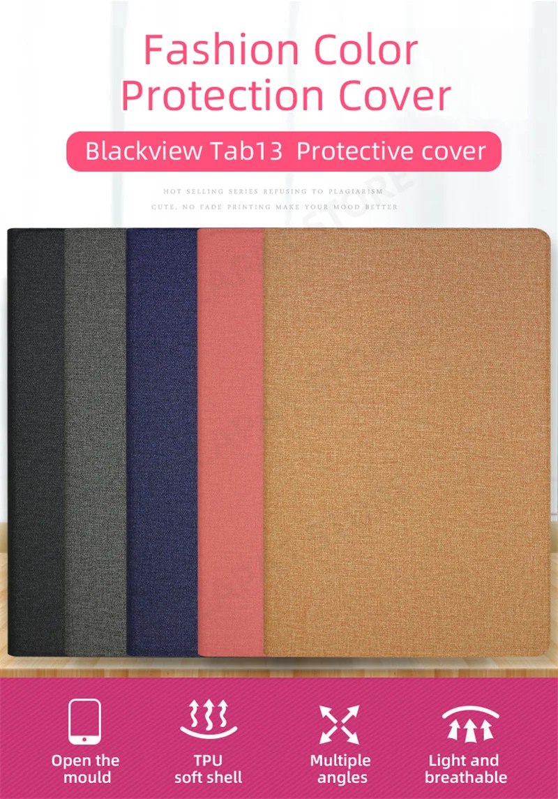 Description Picture 2 of itemFolio Book Cover For Blackview Tab 13 Case Smart Wake/Sleep 10.1 Inch Tablet Folding Stand Funda with Soft TPU Back Shell