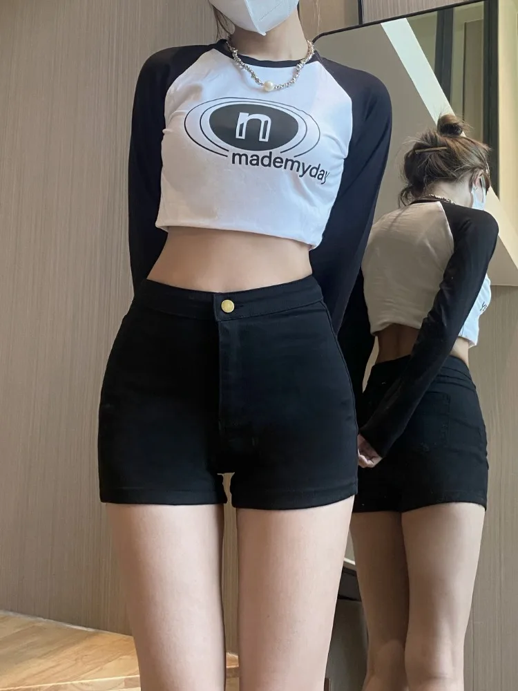 Description Picture 4 of itemAotvotee High Waisted Jeans for Women 2023 Summer Casual Solid Slim Pencil Shorts Fashion Vintage Streetwear Chic Skinny Shorts