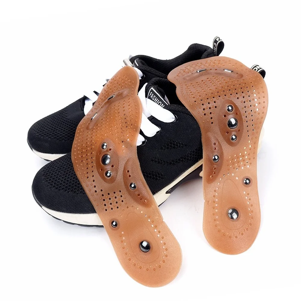 Description Picture 4 of item1 Pair Weight Loss Magnetic Therapy Insoles for Shoes Massage Bed Cushion Weight Loss Foot Care Brown Transparent Insole Silicon