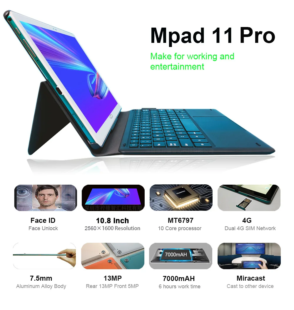 Description Picture 2 of itemGlobal Firmware Pad Mpad11 Pro 4G LTE Phone 2 In 1 Tablet Android 10 Core 6 / 8GB RAM 128 / 256GB ROM 10.8