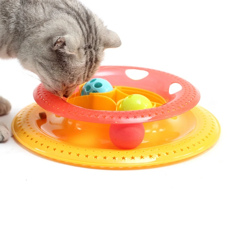 Description Picture 3 of itemInteractive Tower Cat Toy Funny Cat Turntable Intellectual Teaser Puzzle Track Toy Turntable Roller Balls Toys for Cats Kitten