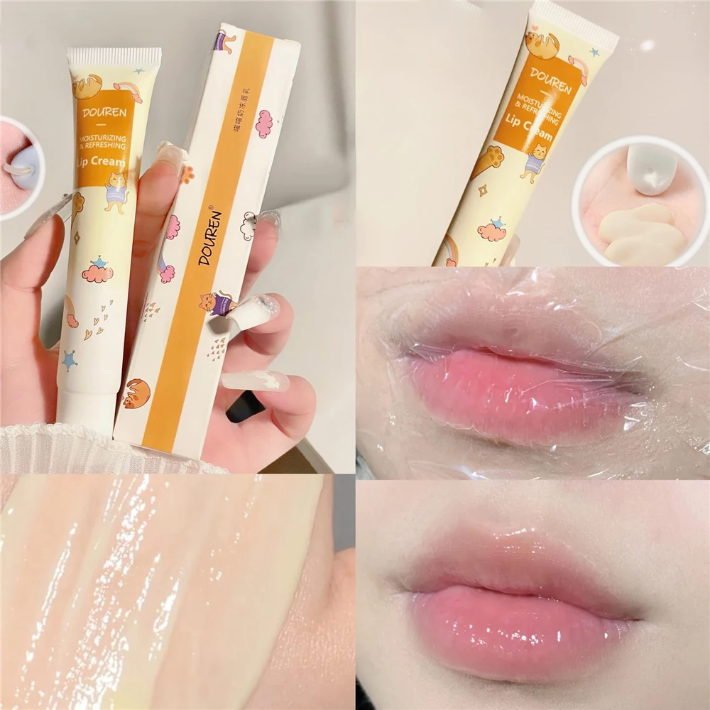 Description Picture 4 of item2Pcs Milk Jelly Honey Lip Oil/Cream Set Moisturizing Reduce Lip Wrinkles Repair Chapped Lipgloss Balm Lip Care Lip Plumper