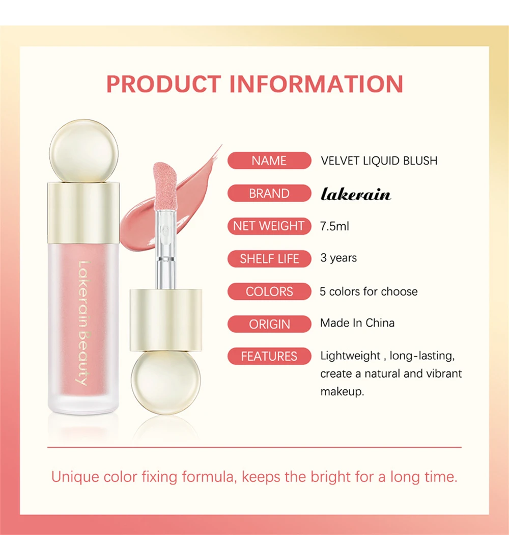 Description Picture 3 of itemMatte Liquid Powder Blusher Mousse Peach Cream Outline Shadow Colored Cheek Rough Blush Waterproof Face Makeup Cosmetics