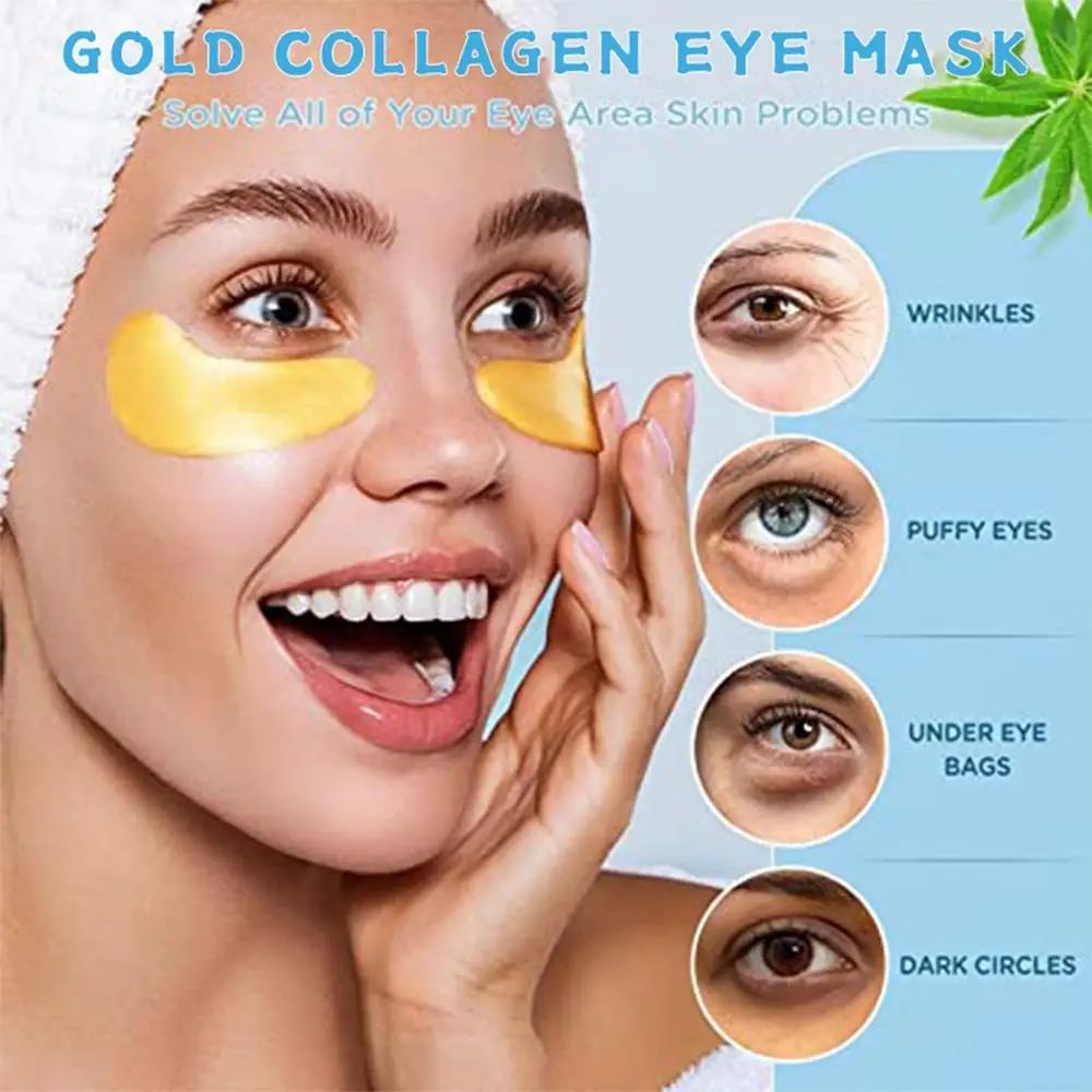 Description Picture 3 of item60pcs Collagen Eye Mask 24K Gold Eye PatchesFor Puffys Eyes Hyaluronic Acid Under Eye Pads For Wrinkles Dark Circle Anti Aging