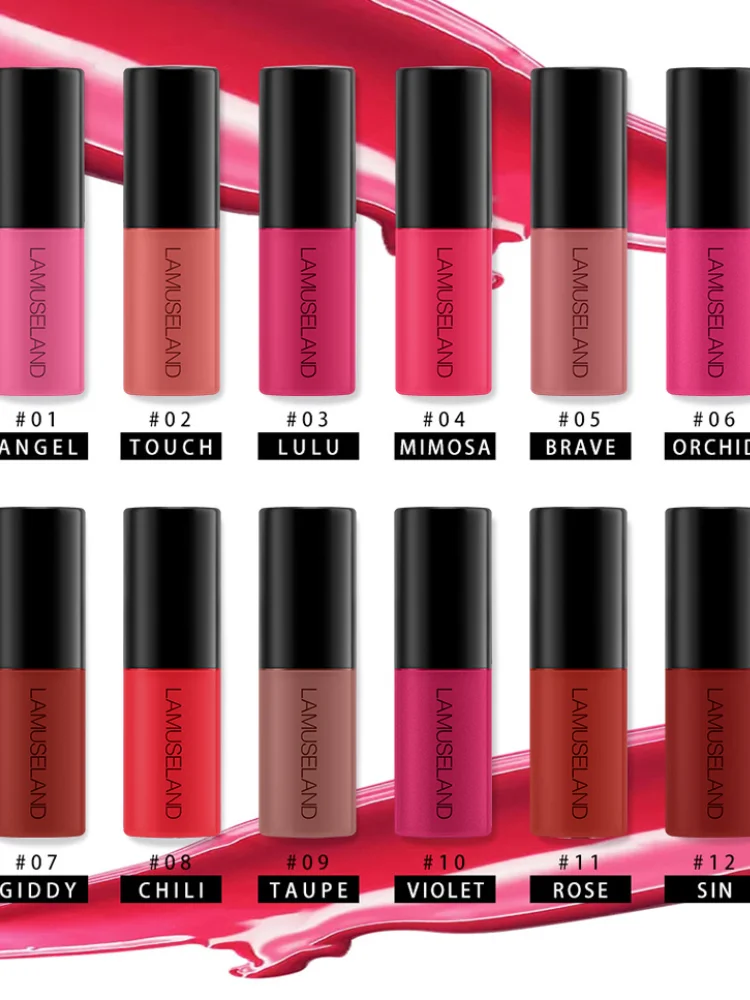 Description Picture 6 of itemLip Gloss Waterproof Long-Lasting Matte Mini Liquid Lipstick Easy To Carry 12 Colors Lip Gloss 3.5g Lips Makeup