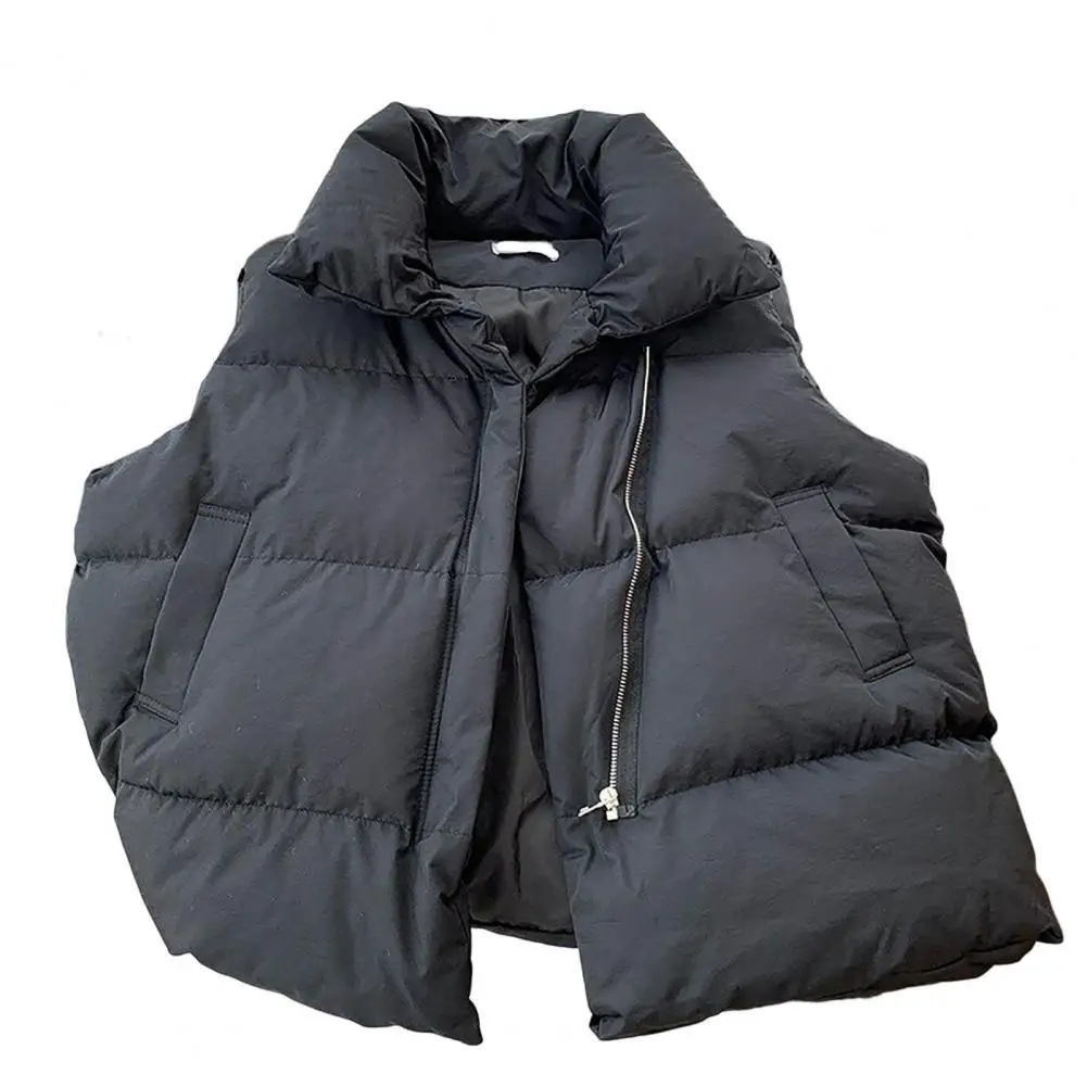 Description Picture 4 of itemNew Fashion Autumn Stand Collar Elegant Coats Warm Outerwear Casual Belt Sleeveless Winter Women Vests Jackets