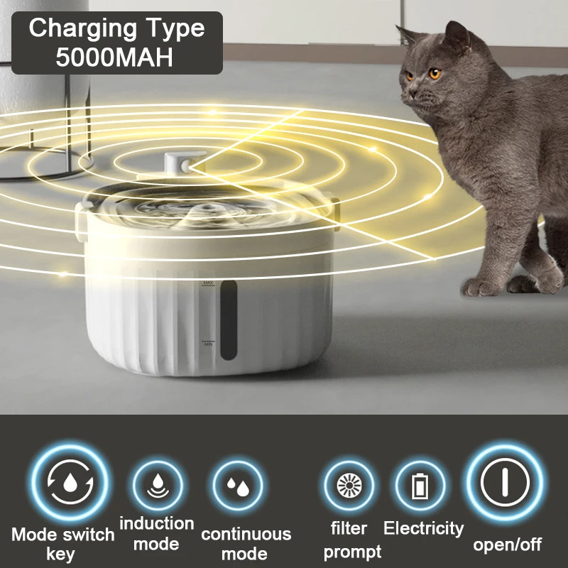Description Picture 6 of itemAutomatic Cat Water Fountain USB cable/Battery Operated Smart Sensing Sensor Dog Cat Dispenser Stainless Steel Pet Cats Drinker