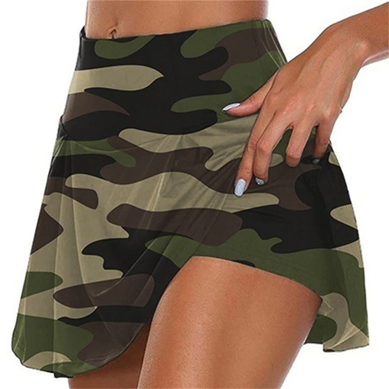 Description Picture 2 of itemCamo Printed Women Skirt Shorts Fitness Jogger Sweat Shorts Summer High Waist Skorts Pantalones Cortos Cycling Short Trousers