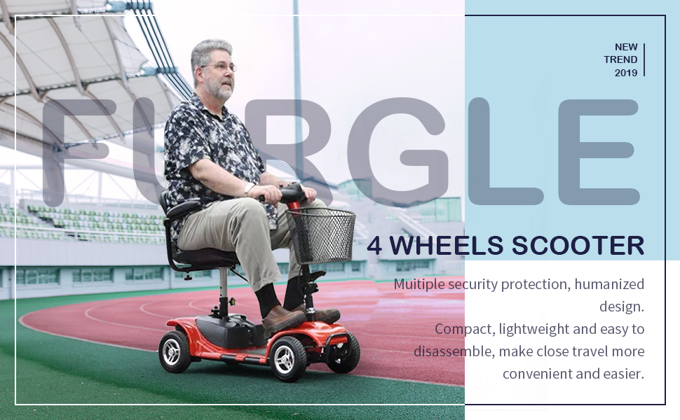 Description Picture 2 of item4 Wheel Folding Mobility Scooters for Seniors Adults Electric Powered Wheelchair Device Elderly Compact Scooter Travel Scooters