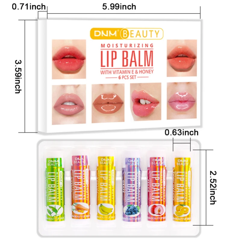 Description Picture 2 of itemDNM 6PCS Moisturizing Fruit Lip Balm Long Lasting Nourishes Reduce Lip Line Anti Aging Anti-drying Hydration Lip Care Lipstick