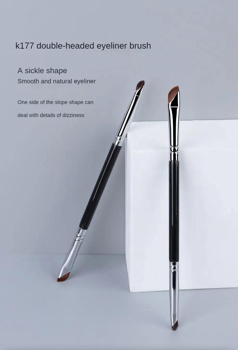 Description Picture 4 of itemDouble Head Eyeliner Brush Sickle Eyeliner Brush Eye Details Lower Eyelid Smudge Brush Angled Eyebrow Liner Makeup Brushes