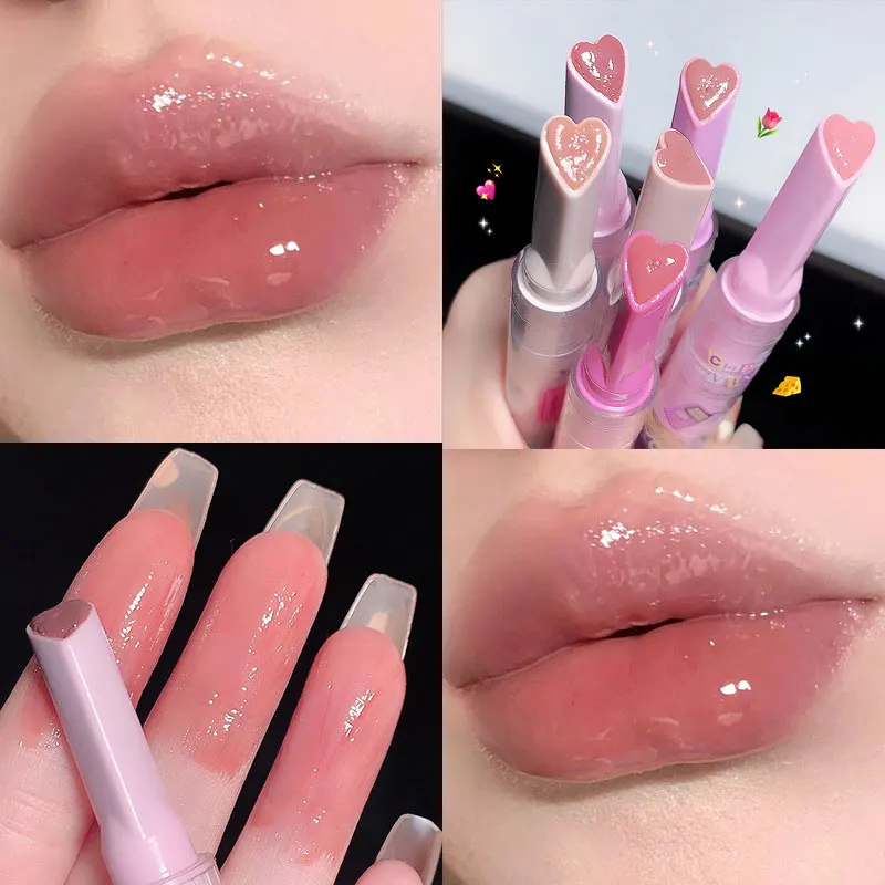 Jelly Lip Glaze Mirror Water Lipstick Pen Moisturizing Lip Plumper Long-lasting Non-stick Cup Waterproof Lips Makeup Cosmetics